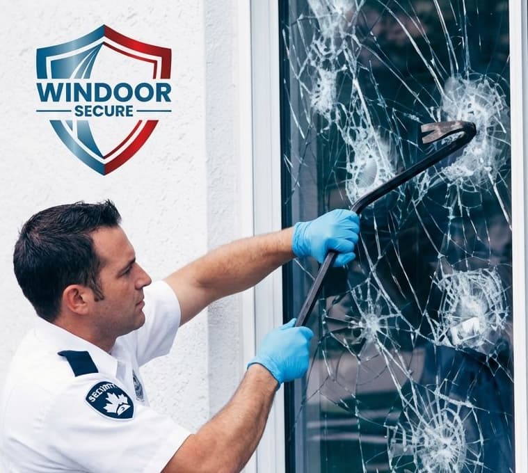 Security window film strength test — glass withstands impact Ontario